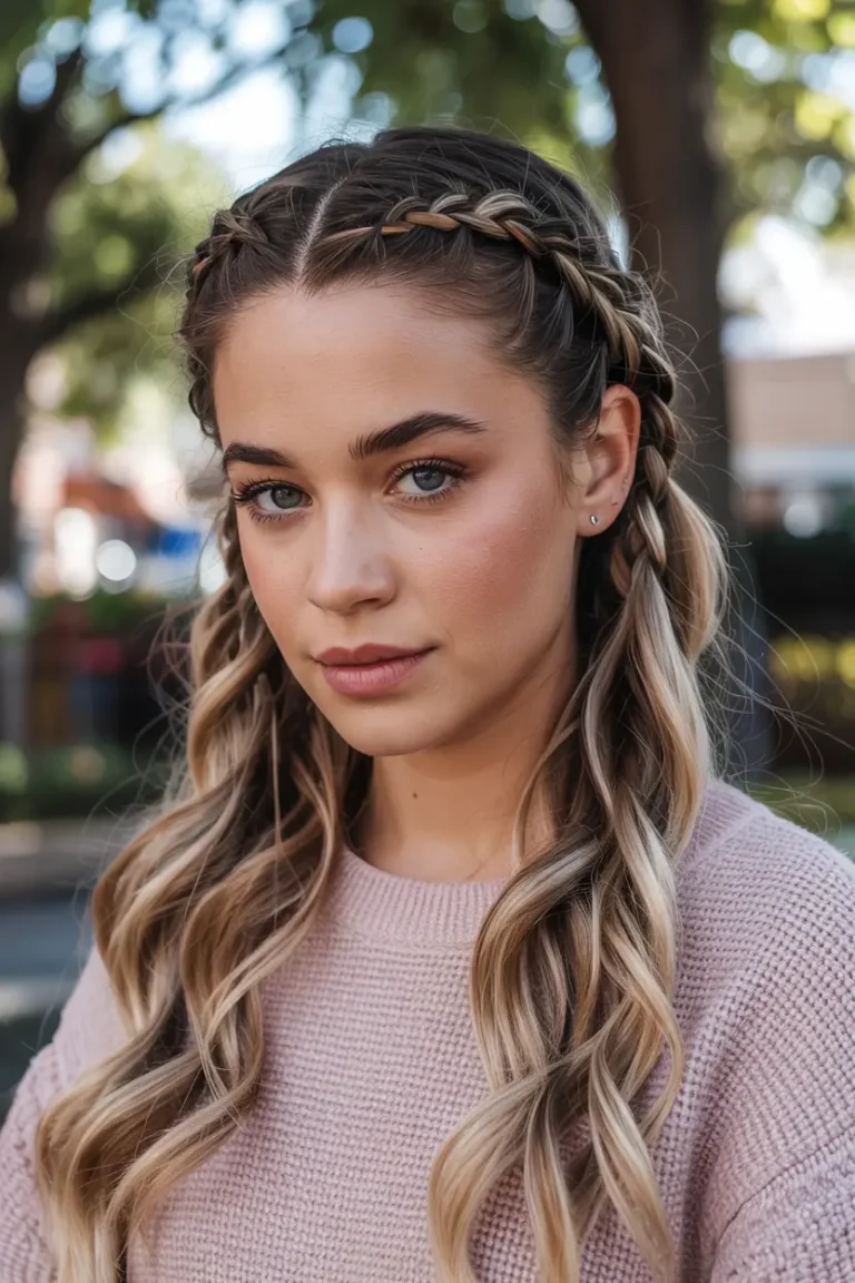 braided pigtails half up half down
